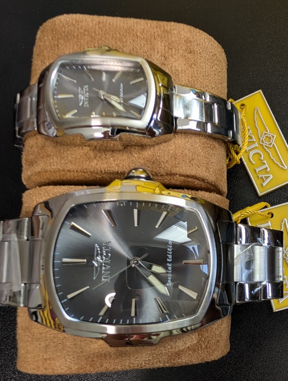 Brand New Invicta Lupah His Hers Gift Watch Bundle with Brown Leather case